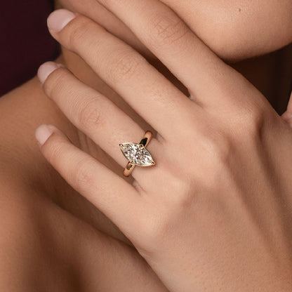 2.5 CT Marquise: Pronged Bezel Lab Grown Diamond Engagement Ring