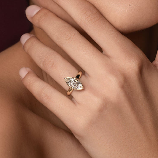 2.5 CT Marquise: Pronged Bezel Lab Grown Diamond Engagement Ring