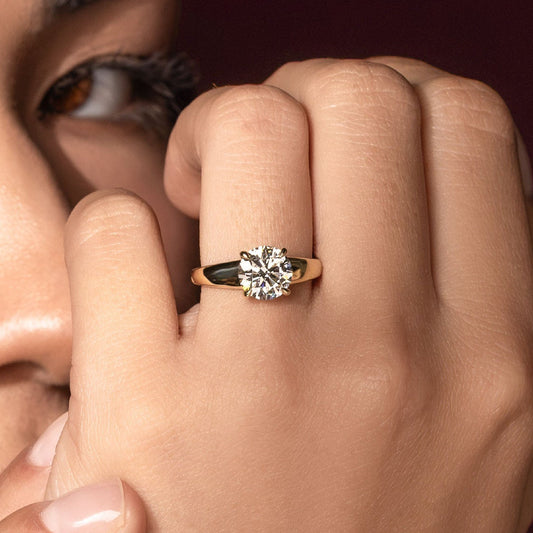 1.5 CT Round : Chunky Solitaire Lab Grown Diamond Engagement Ring