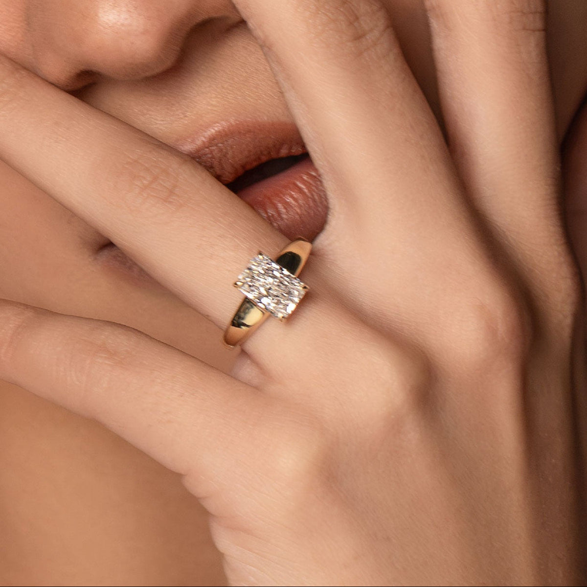 1.5 CT Radiant: Chunky Solitaire Lab Grown Diamond Engagement Ring