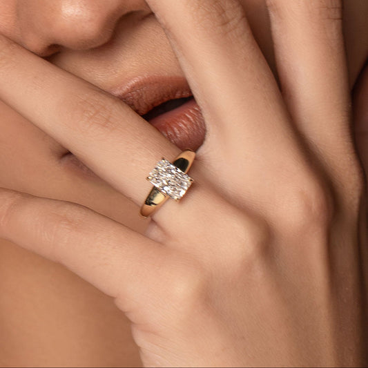 1.5 CT Radiant: Chunky Solitaire Lab Grown Diamond Engagement Ring