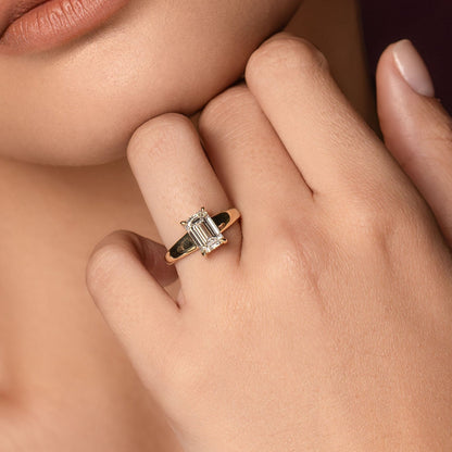 1.5 CT Emerald: Chunky Solitaire Lab Grown Diamond Engagement Ring
