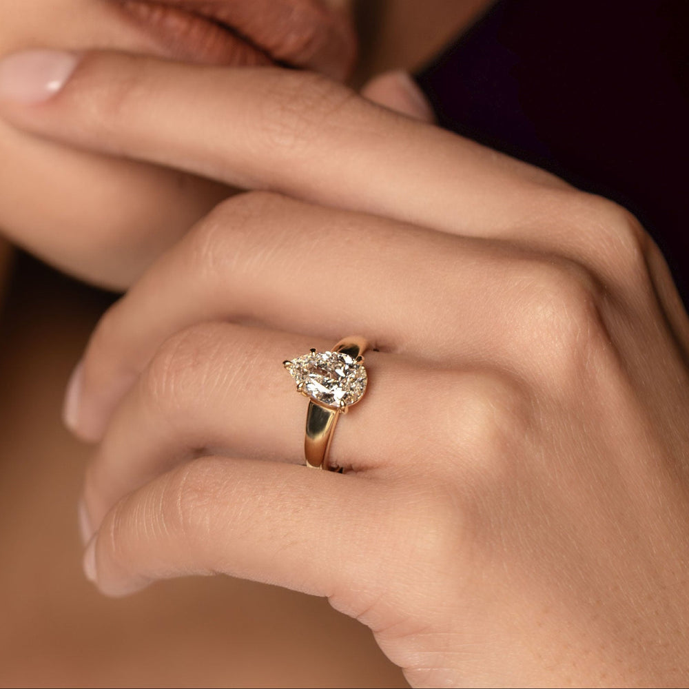 1.5 CT Pear: Chunky Solitaire Lab Grown Diamond Engagement Ring