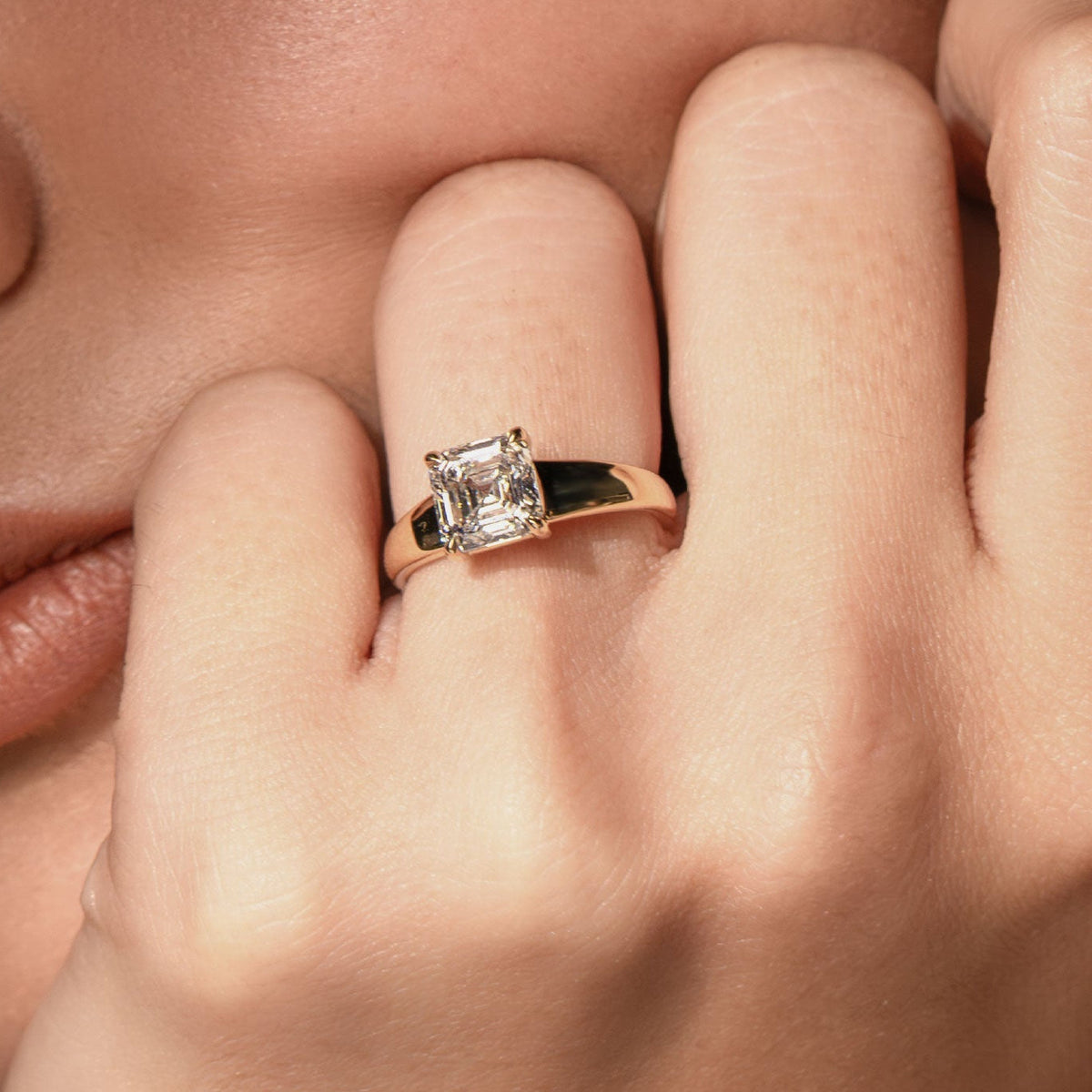 1.5 CT Asscher: Chunky Solitaire Lab Grown Diamond Engagement Ring