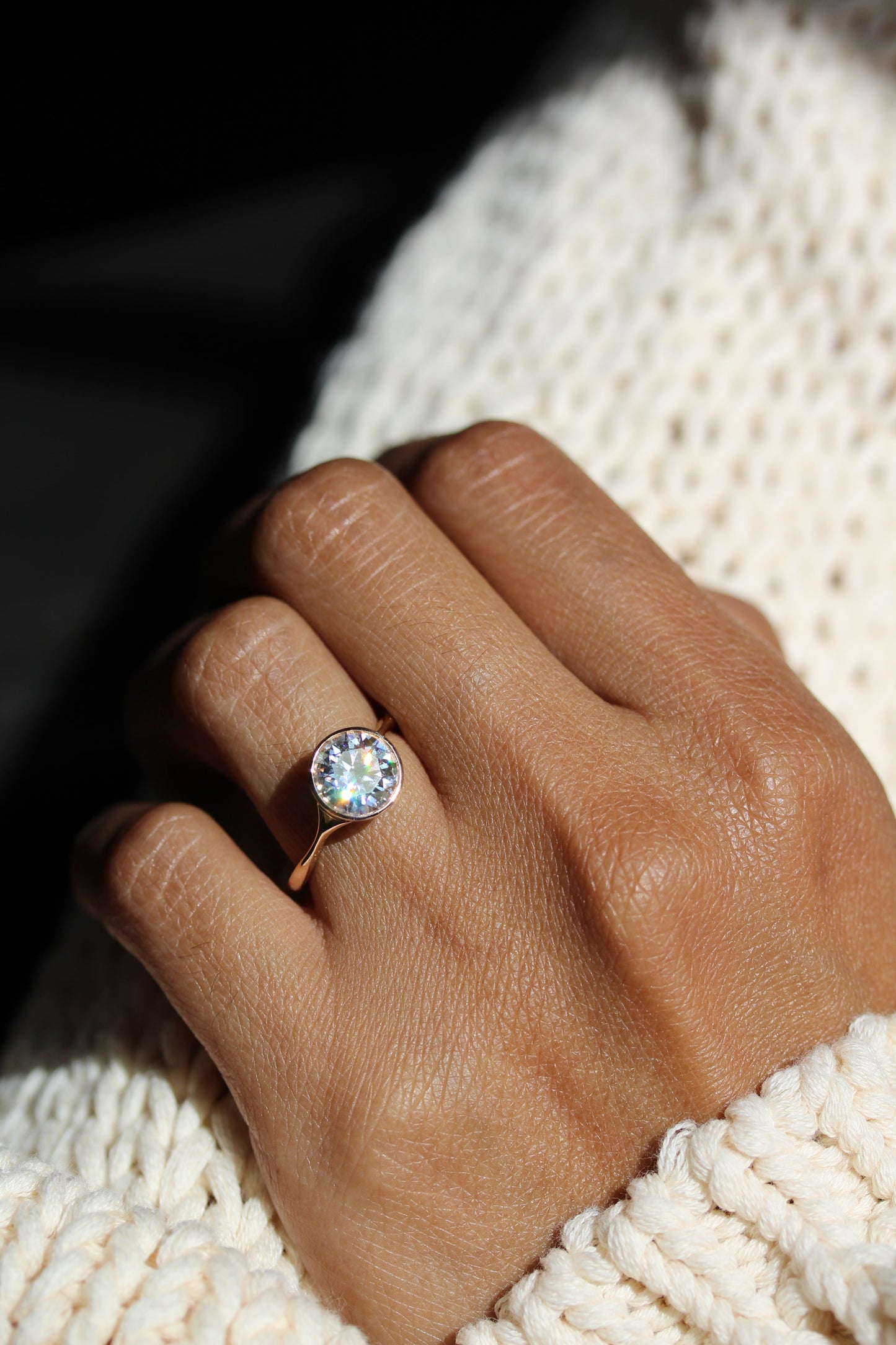 1.80 CT Round Cut Bezel Solitaire Moissanite Engagement Ring