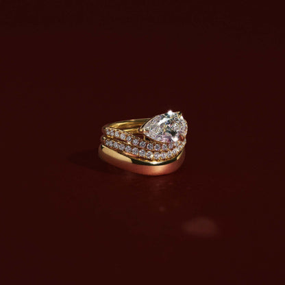 2 CT Pear: Wavy Solitaire Lab Grown Diamond Engagement Ring