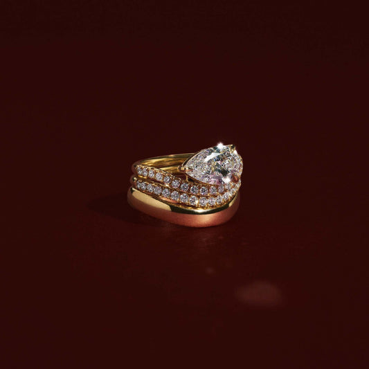 2 CT Pear: Wavy Solitaire Lab Grown Diamond Engagement Ring