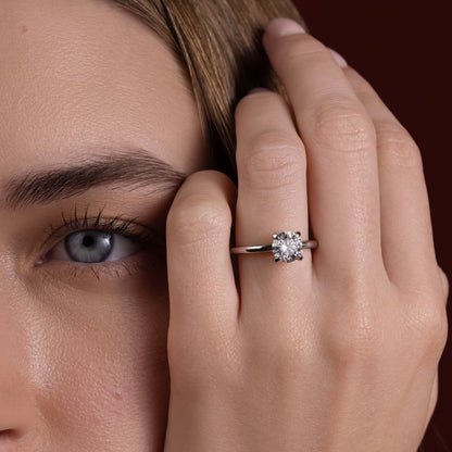 0.75 CT Round: Solitaire Lab Grown Diamond Engagement Ring