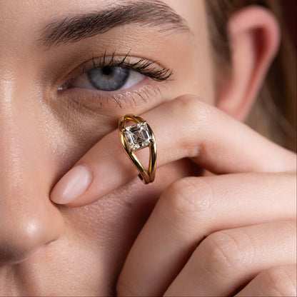 2 CT Asscher: Split Shank Lab Grown Diamond Engagement Ring
