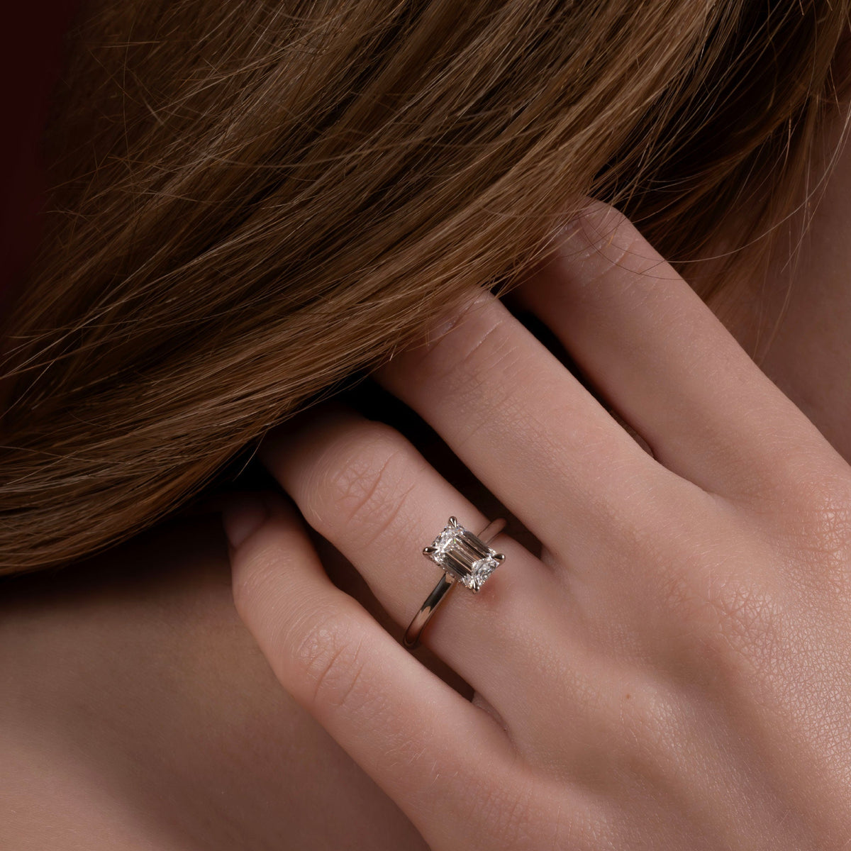 1 CT Emerald: Solitaire Lab Grown Diamond Engagement Ring