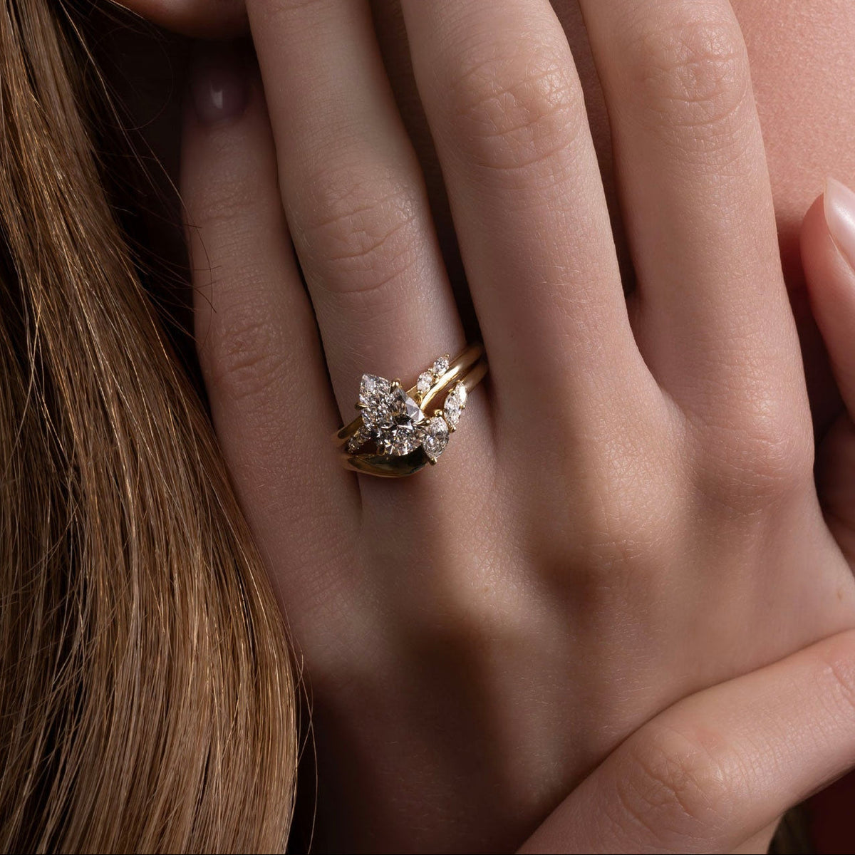 2 CT Pear: Pave Lab Grown Diamond Engagement Ring
