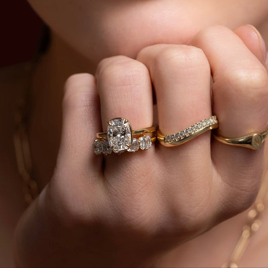 2.5 CT Old Min Cushion: Pronged Bezel Lab Grown Diamond Engagement Ring