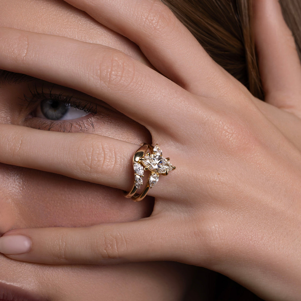 2 CT Marquise: Three Stone Lab Grown Diamond Engagement Ring
