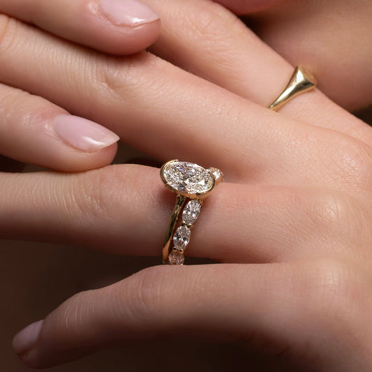 2 CT Oval: Bezel Half Lab Grown Diamond Engagement Ring
