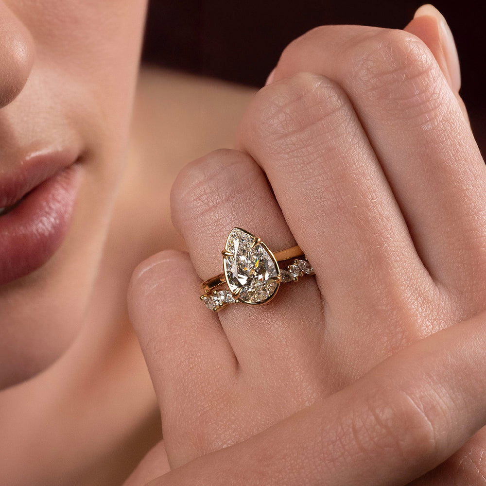 2.5 CT Pear: Pronged Bezel Lab Grown Diamond Engagement Ring