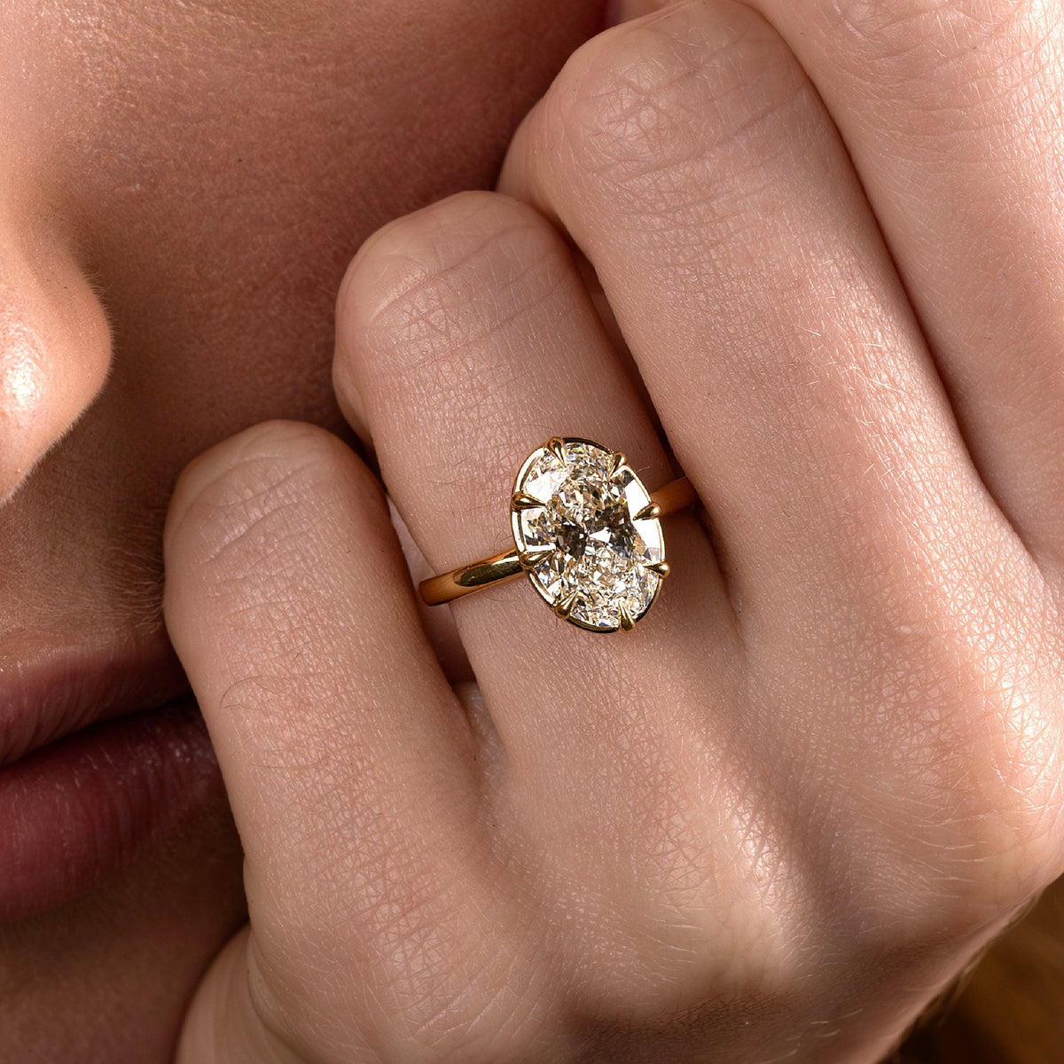 2.5 CT Oval: Pronged Bezel Lab Grown Diamond Engagement Ring