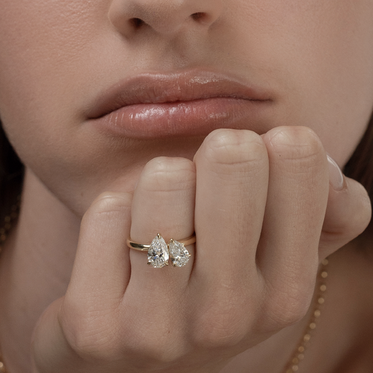 2 CT Pear: Toi Et Moi Lab Grown Diamond Engagement Ring