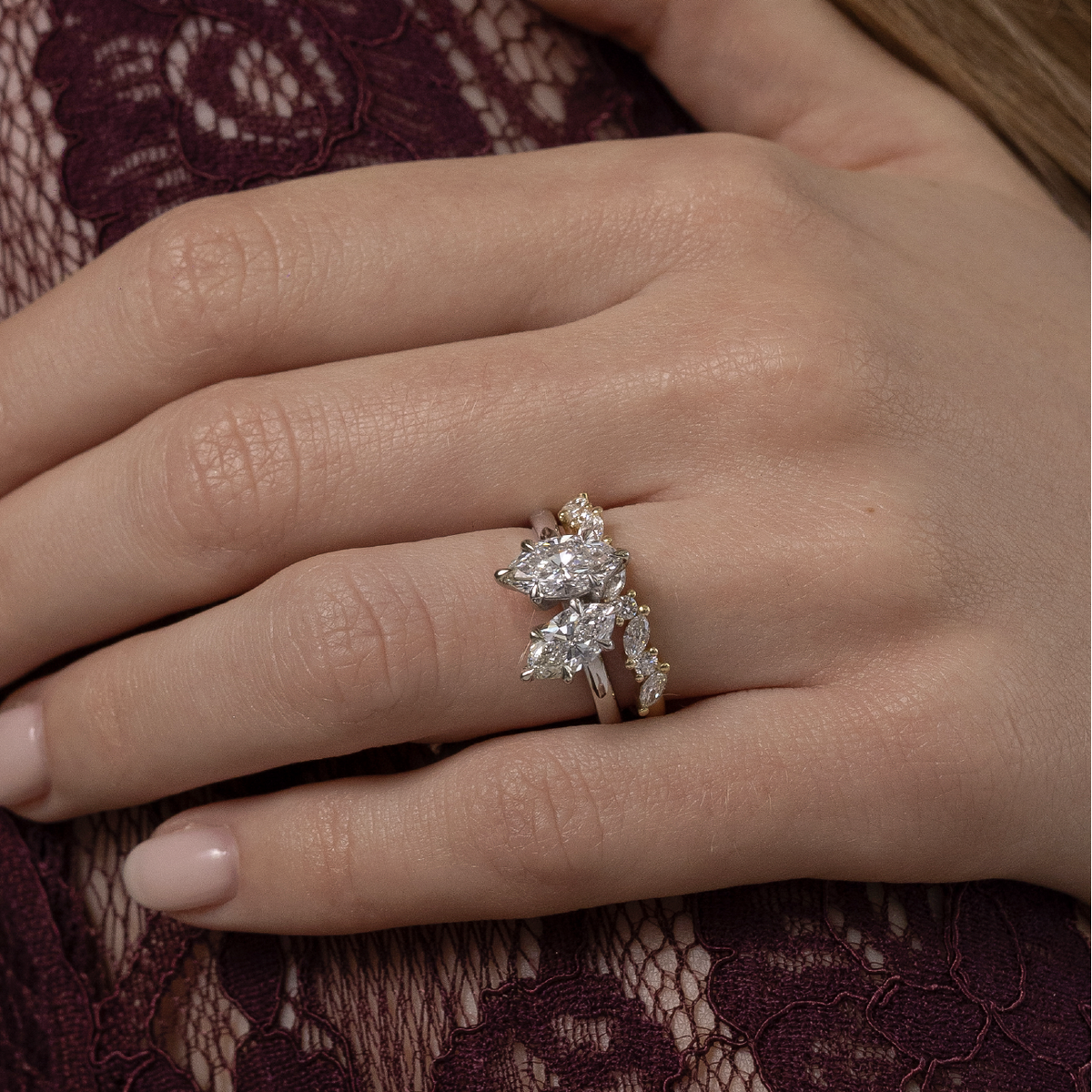 2 CT Marquise: Toi Et Moi Lab Grown Diamond Engagement Ring