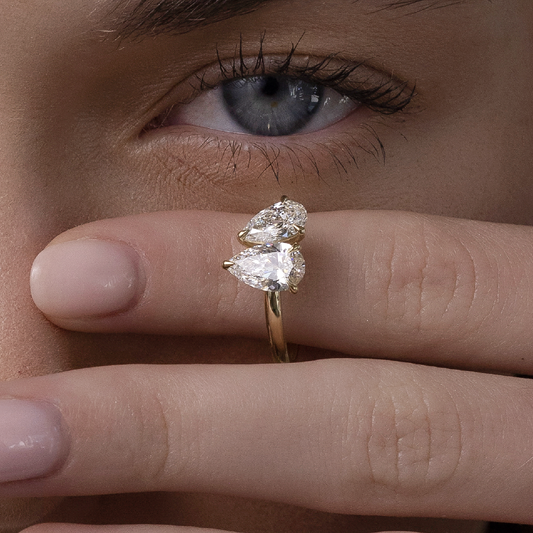 2 CT Pear: Toi Et Moi Lab Grown Diamond Engagement Ring