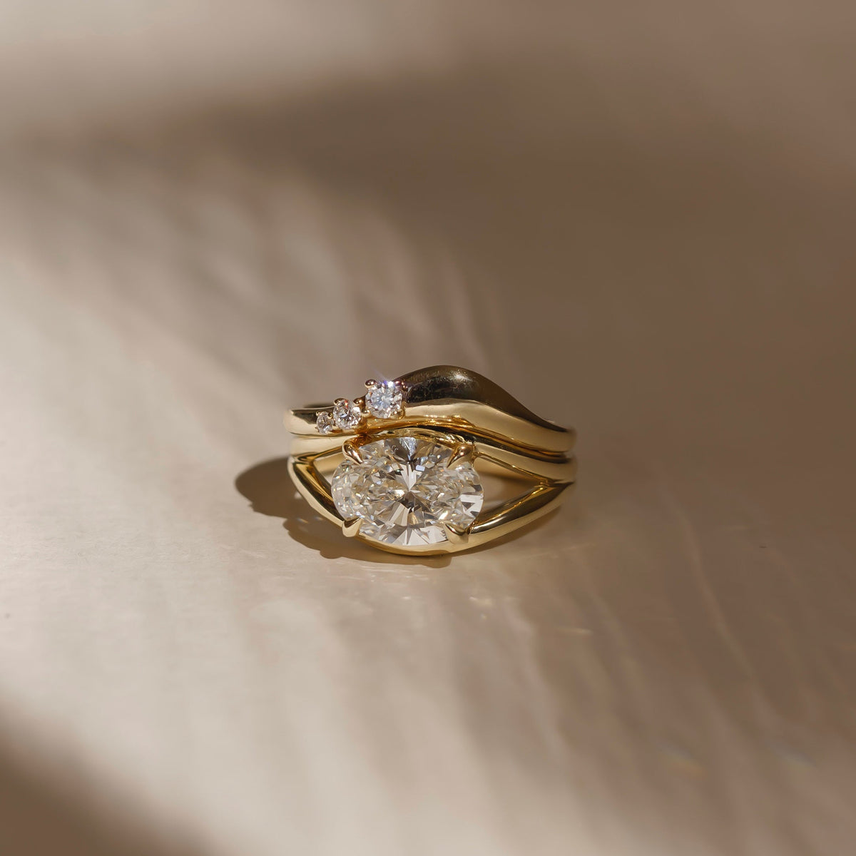 2 CT East-West Oval: Split Shank Lab Grown Diamond