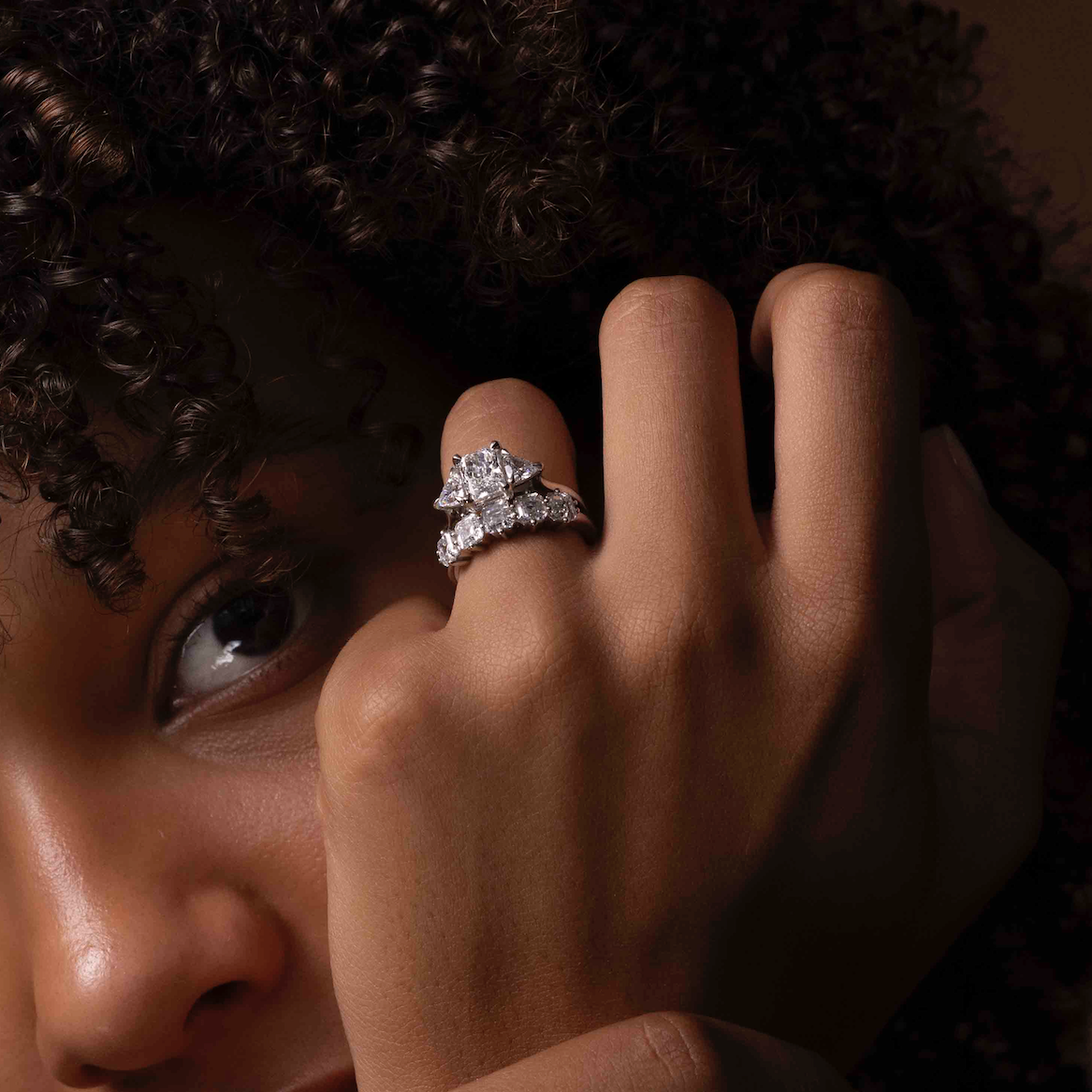 2 CT Radiant: Three Stone Lab Grown Diamond Engagement Ring
