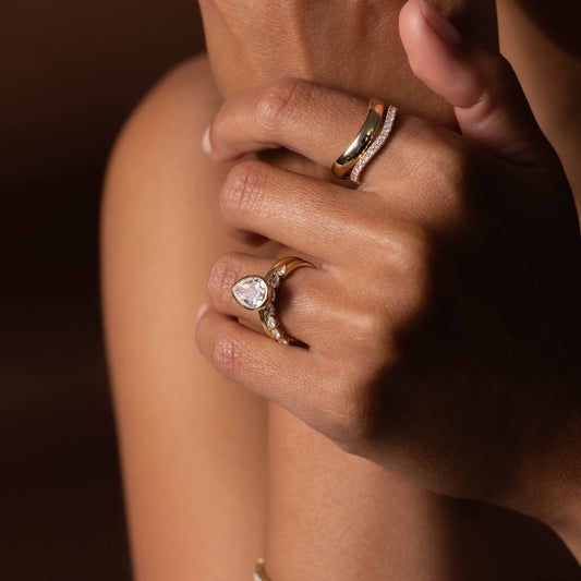 2 CT Pear: Bezel Lab Grown Diamond Engagement Ring