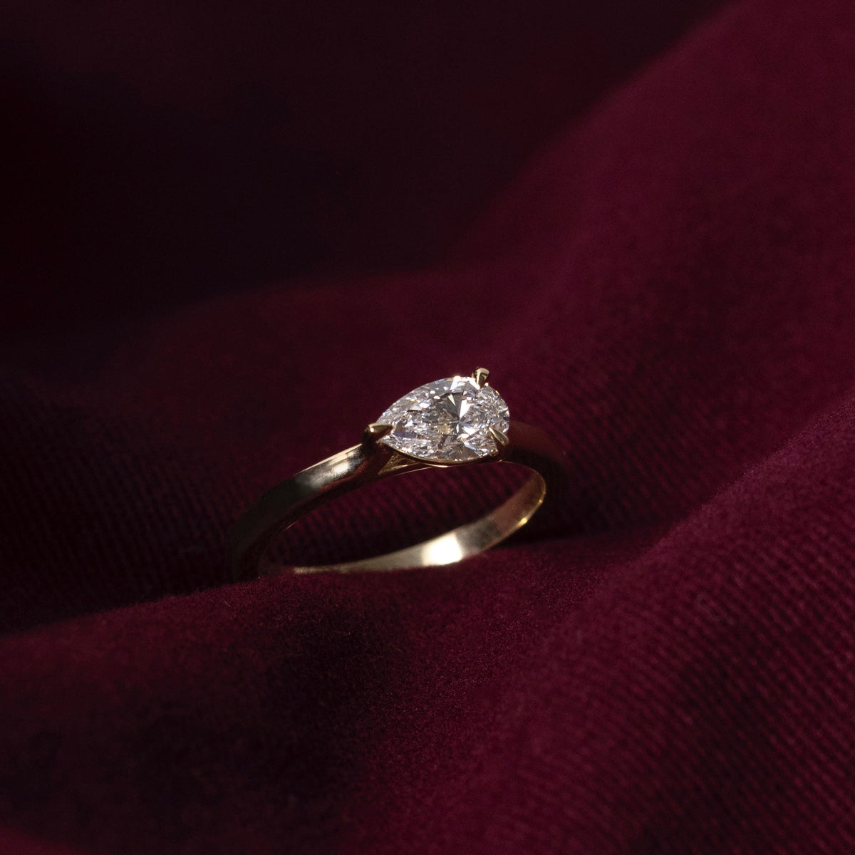 East-West Pear: Cathedral Solitaire Lab Grown Diamond