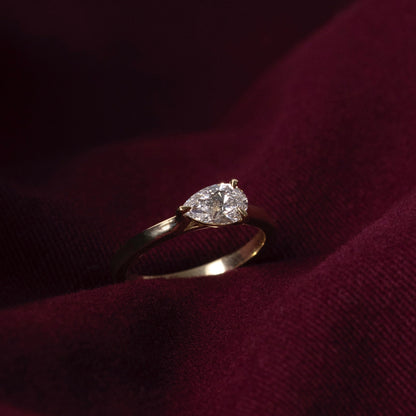 East-West Pear: Cathedral Solitaire Lab Grown Diamond