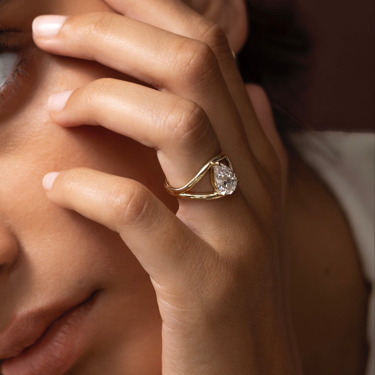 2 CT Pear: Split Shank Lab Grown Diamond
