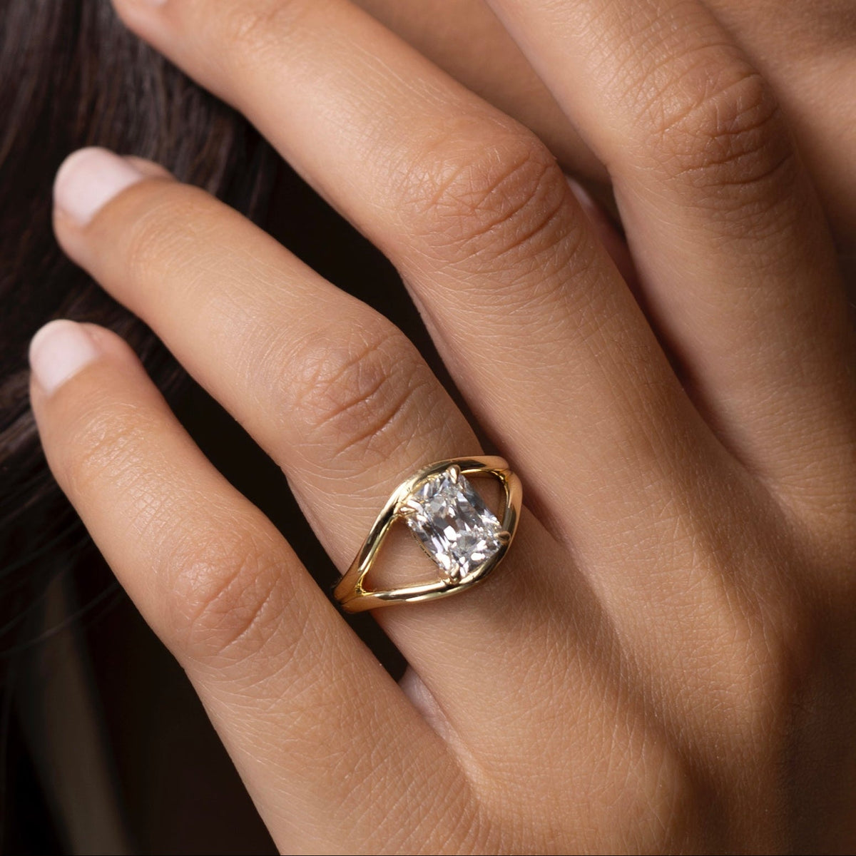 2 CT Elongated Cushion: Split Shank Lab Grown Diamond