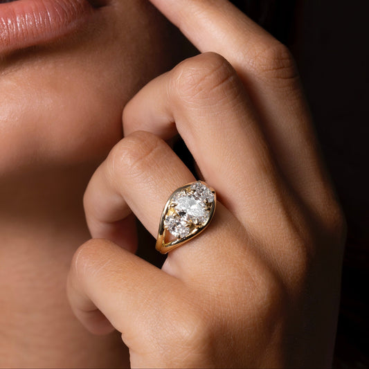 2.5 CT Oval: Three Stone Split Shank Lab Grown Diamond Engagement Ring