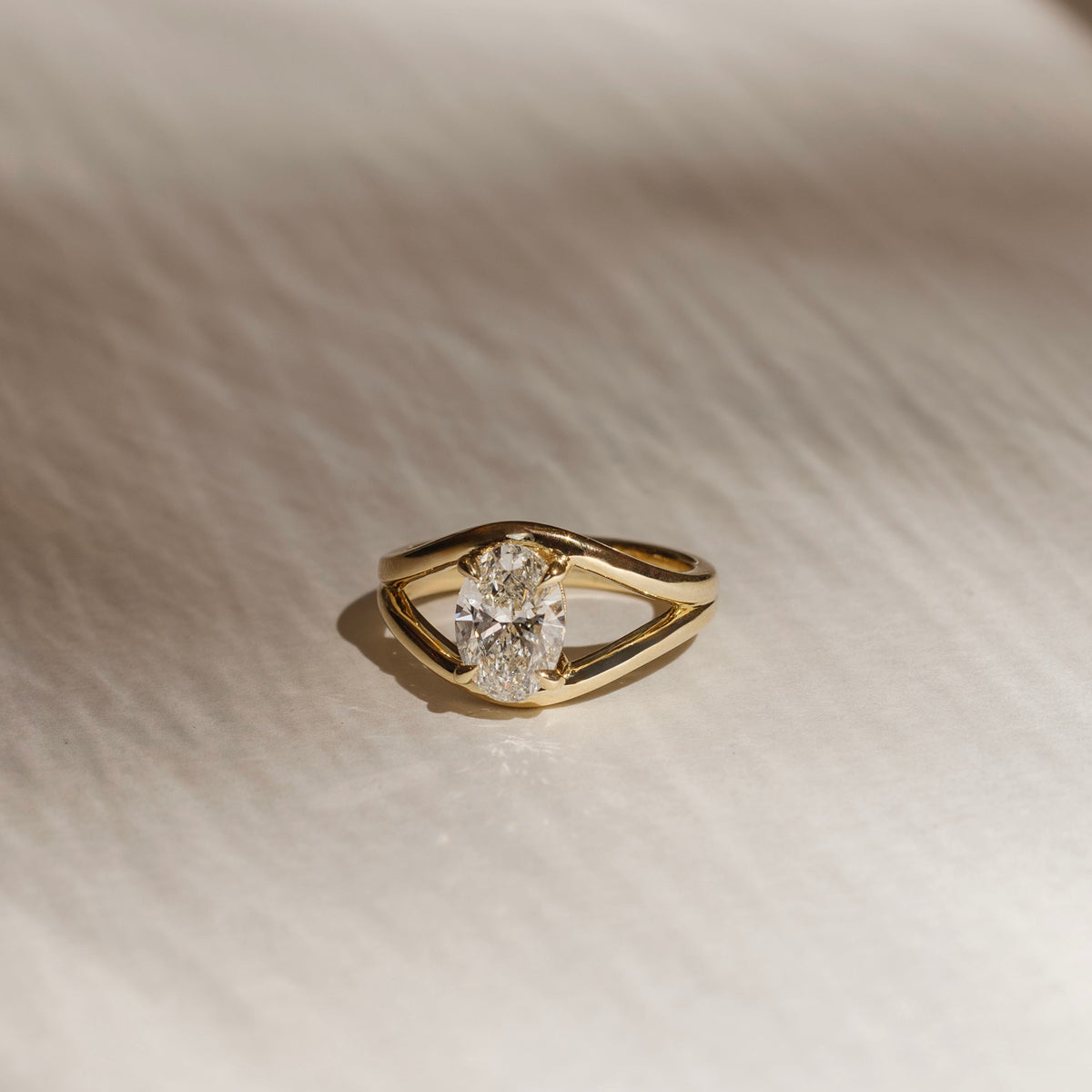 2 CT Oval: Split Shank Lab Grown Diamond Engagement Ring