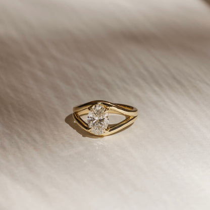 2 CT Oval: Split Shank Lab Grown Diamond Engagement Ring