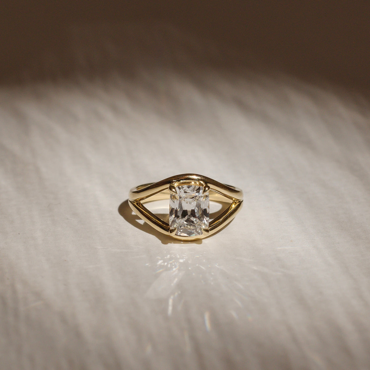 2 CT Elongated Cushion: Split Shank Lab Grown Diamond