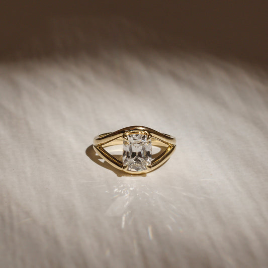 2 CT Elongated Cushion: Split Shank Lab Grown Diamond Engagement Ring