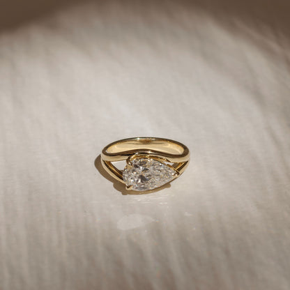 2 CT East-West Pear: Split Shank Lab Grown Diamond