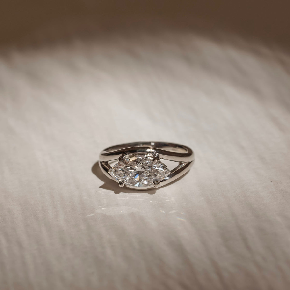 2 CT East-West Marquise: Split Shank Lab Grown Diamond