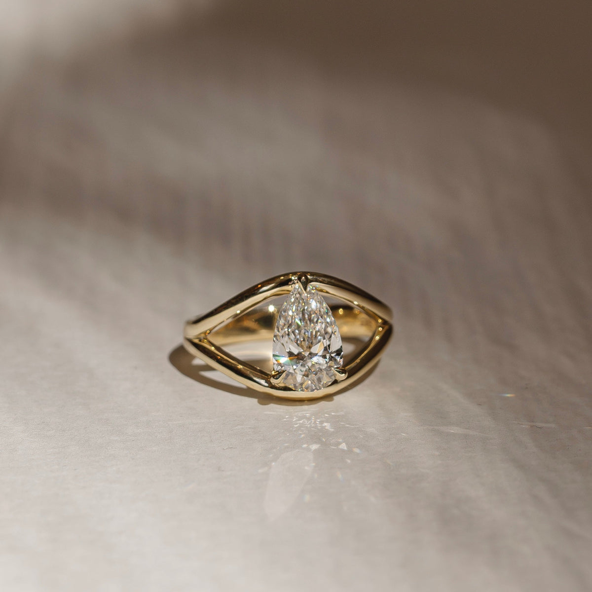 2 CT Pear: Split Shank Lab Grown Diamond