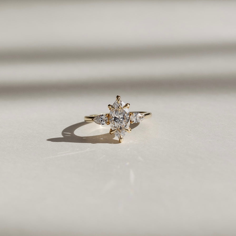 2 CT Marquise: Three Stone Lab Grown Diamond Engagement Ring