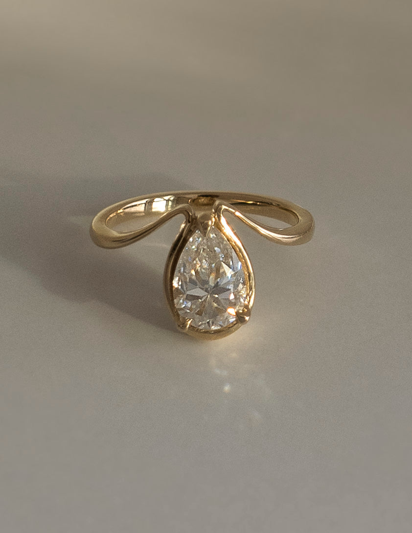 1.5 CT Pear Shaped Lab Grown Diamond Unique Style Engagement Ring