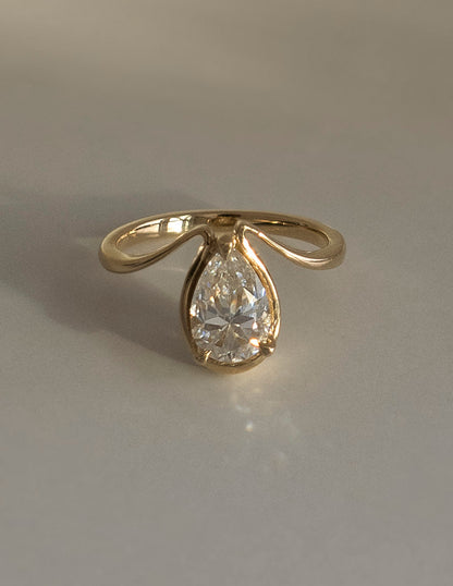 1.5 CT Pear Shaped Lab Grown Diamond Unique Style Engagement Ring