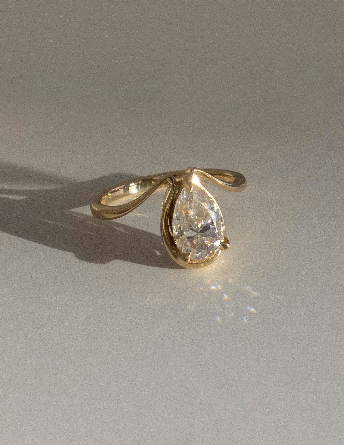 1.5 CT Pear Shaped Lab Grown Diamond Unique Style Engagement Ring