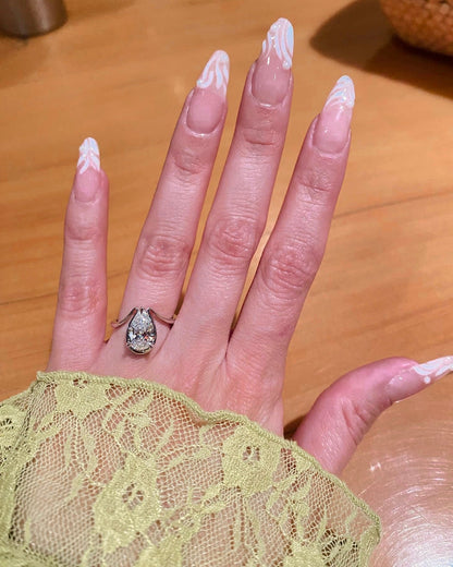 1.5 CT Pear Shaped Lab Grown Diamond Unique Style Engagement Ring