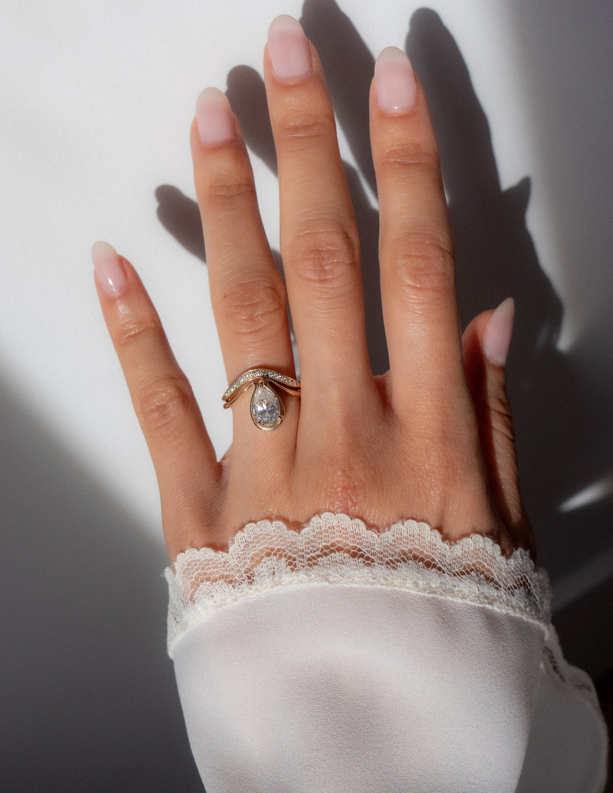 1.5 CT Pear Shaped Lab Grown Diamond Unique Style Engagement Ring