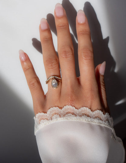 1.5 CT Pear Shaped Lab Grown Diamond Unique Style Engagement Ring