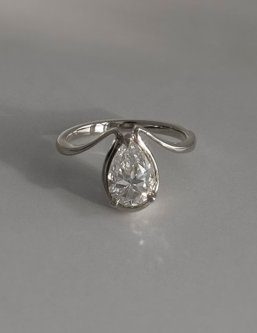 1.5 CT Pear Shaped Lab Grown Diamond Unique Style Engagement Ring