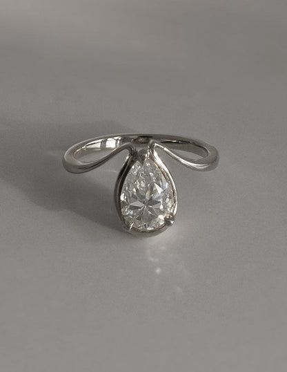 1.5 CT Pear Shaped Lab Grown Diamond Unique Style Engagement Ring