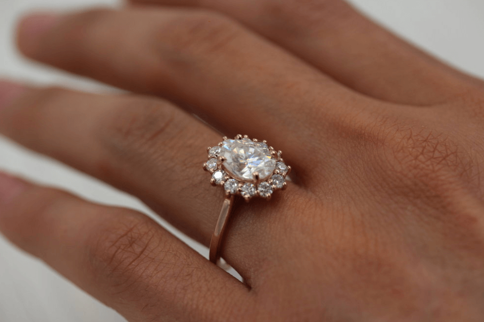 1.91 CT Oval Cut Halo Moissanite Engagement Ring