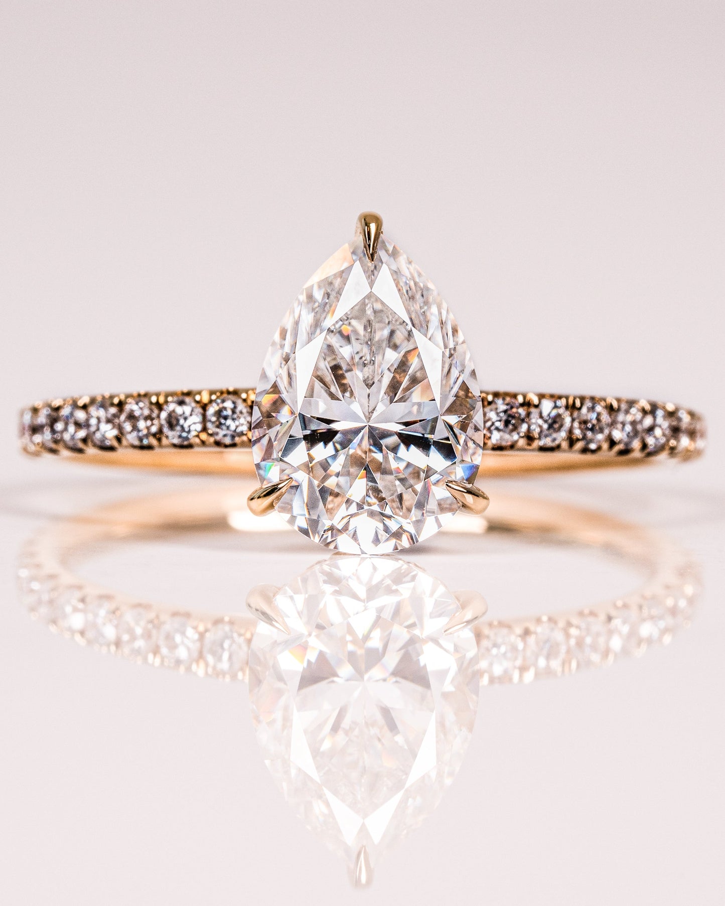 1.93 CT Pear Hidden Halo Pave Moissanite Engagement Ring