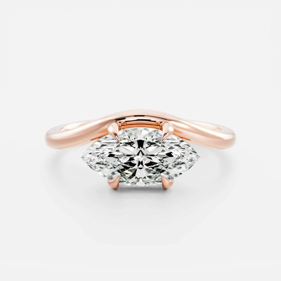 1.5 CT Marquise: Wavy Solitaire Lab Grown Diamond Engagement Ring